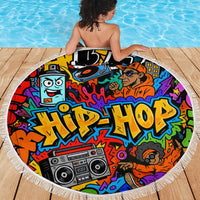 Hip Hop Graffiti Style Beach Blanket Black Melanin Text and Urban Street Art Design - Wonder Print Shop