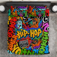 Hip Hop Graffiti Style Bedding Set Black Melanin Text and Urban Street Art Design - Wonder Print Shop