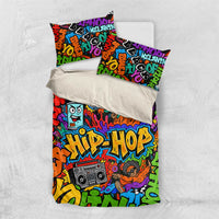 Hip Hop Graffiti Style Bedding Set Black Melanin Text and Urban Street Art Design - Wonder Print Shop