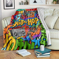 Hip Hop Graffiti Style Blanket Black Melanin Text and Urban Street Art Design - Wonder Print Shop