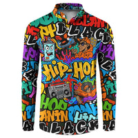 Hip Hop Graffiti Style Button Sweatshirt Black Melanin Text and Urban Street Art Design - Wonder Print Shop