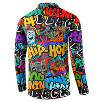 Hip Hop Graffiti Style Button Sweatshirt Black Melanin Text and Urban Street Art Design - Wonder Print Shop