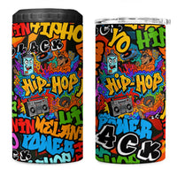 Hip Hop Graffiti Style 4 in 1 Can Cooler Tumbler Black Melanin Text and Urban Street Art Design - Wonder Print Shop