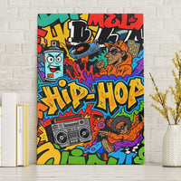 Hip Hop Graffiti Style Canvas Wall Art Black Melanin Text and Urban Street Art Design - Wonder Print Shop