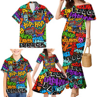 Hip Hop Graffiti Style Family Matching Mermaid Dress and Hawaiian Shirt Black Melanin Text and Urban Street Art Design - Wonder Print Shop