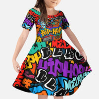 Hip Hop Graffiti Style Family Matching Tank Maxi Dress and Hawaiian Shirt Black Melanin Text and Urban Street Art Design - Wonder Print Shop