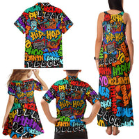Hip Hop Graffiti Style Family Matching Tank Maxi Dress and Hawaiian Shirt Black Melanin Text and Urban Street Art Design - Wonder Print Shop