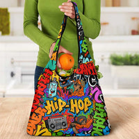 Hip Hop Graffiti Style Grocery Bag Black Melanin Text and Urban Street Art Design - Wonder Print Shop
