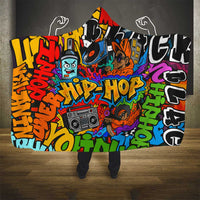 Hip Hop Graffiti Style Hooded Blanket Black Melanin Text and Urban Street Art Design - Wonder Print Shop