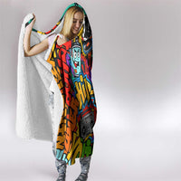 Hip Hop Graffiti Style Hooded Blanket Black Melanin Text and Urban Street Art Design - Wonder Print Shop