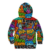Hip Hop Graffiti Style Kid Hoodie Black Melanin Text and Urban Street Art Design - Wonder Print Shop