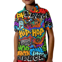 Hip Hop Graffiti Style Kid Polo Shirt Black Melanin Text and Urban Street Art Design - Wonder Print Shop