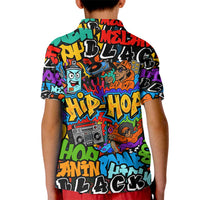 Hip Hop Graffiti Style Kid Polo Shirt Black Melanin Text and Urban Street Art Design - Wonder Print Shop