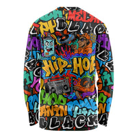 Hip Hop Graffiti Style Long Sleeve Shirt Black Melanin Text and Urban Street Art Design - Wonder Print Shop