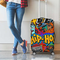 Hip Hop Graffiti Style Luggage Cover Black Melanin Text and Urban Street Art Design - Wonder Print Shop