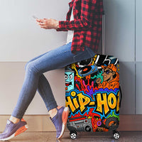 Hip Hop Graffiti Style Luggage Cover Black Melanin Text and Urban Street Art Design - Wonder Print Shop