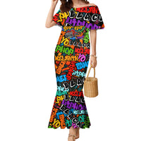 Hip Hop Graffiti Style Mermaid Dress Black Melanin Text and Urban Street Art Design - Wonder Print Shop