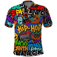 Hip Hop Graffiti Style Polo Shirt Black Melanin Text and Urban Street Art Design - Wonder Print Shop