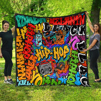 Hip Hop Graffiti Style Quilt Black Melanin Text and Urban Street Art Design - Wonder Print Shop