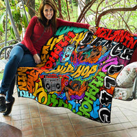Hip Hop Graffiti Style Quilt Black Melanin Text and Urban Street Art Design - Wonder Print Shop