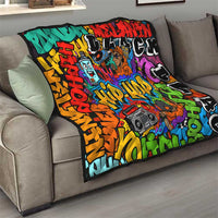Hip Hop Graffiti Style Quilt Black Melanin Text and Urban Street Art Design - Wonder Print Shop
