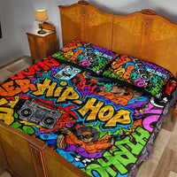 Hip Hop Graffiti Style Quilt Bed Set Black Melanin Text and Urban Street Art Design - Wonder Print Shop