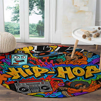 Hip Hop Graffiti Style Round Carpet Black Melanin Text and Urban Street Art Design - Wonder Print Shop