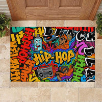 Hip Hop Graffiti Style Rubber Doormat Black Melanin Text and Urban Street Art Design - Wonder Print Shop