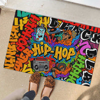 Hip Hop Graffiti Style Rubber Doormat Black Melanin Text and Urban Street Art Design - Wonder Print Shop