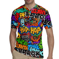 Hip Hop Graffiti Style Rugby Jersey Black Melanin Text and Urban Street Art Design - Wonder Print Shop