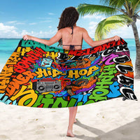 Hip Hop Graffiti Style Sarong Black Melanin Text and Urban Street Art Design - Wonder Print Shop