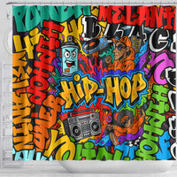 Hip Hop Graffiti Style Shower Curtain Black Melanin Text and Urban Street Art Design - Wonder Print Shop
