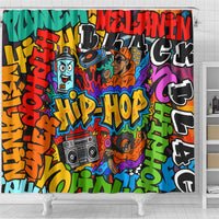Hip Hop Graffiti Style Shower Curtain Black Melanin Text and Urban Street Art Design - Wonder Print Shop