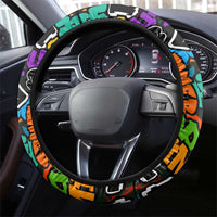Hip Hop Graffiti Style Steering Wheel Cover Black Melanin Text and Urban Street Art Design - Wonder Print Shop