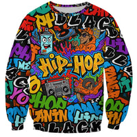 Hip Hop Graffiti Style Sweatshirt Black Melanin Text and Urban Street Art Design - Wonder Print Shop