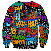 Hip Hop Graffiti Style Sweatshirt Black Melanin Text and Urban Street Art Design - Wonder Print Shop