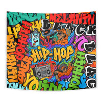 Hip Hop Graffiti Style Tapestry Black Melanin Text and Urban Street Art Design - Wonder Print Shop