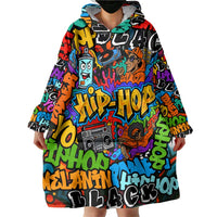 Hip Hop Graffiti Style Wearable Blanket Hoodie Black Melanin Text and Urban Street Art Design - Wonder Print Shop