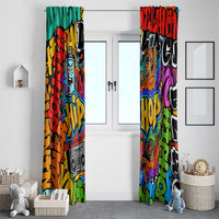 Hip Hop Graffiti Style Window Curtain Black Melanin Text and Urban Street Art Design - Wonder Print Shop