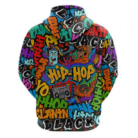 Hip Hop Graffiti Style Zip Hoodie Black Melanin Text and Urban Street Art Design - Wonder Print Shop