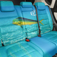 Mahi Mahi Fishing Customize Name Back Car Seat Cover Underwater Blue Background in Tropical Ocean Scene - Wonder Print Shop