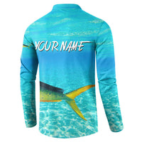 Mahi Mahi  Fishing Customize Name Button Sweatshirt Underwater Blue Background in Tropical Ocean Scene - Wonder Print Shop
