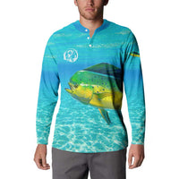 Mahi Mahi  Fishing Customize Name Button Sweatshirt Underwater Blue Background in Tropical Ocean Scene - Wonder Print Shop