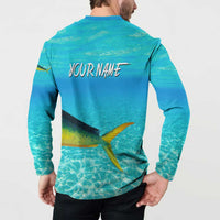 Mahi Mahi  Fishing Customize Name Button Sweatshirt Underwater Blue Background in Tropical Ocean Scene - Wonder Print Shop