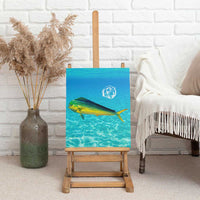 Mahi Mahi  Fishing Customize Name Canvas Wall Art Underwater Blue Background in Tropical Ocean Scene - Wonder Print Shop