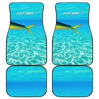 Mahi Mahi Fishing Customize Name Car Mats Underwater Blue Background in Tropical Ocean Scene - Wonder Print Shop