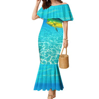 Mahi Mahi  Fishing Customize Name Family Matching Mermaid Dress and Hawaiian Shirt Underwater Blue Background in Tropical Ocean Scene - Wonder Print Shop