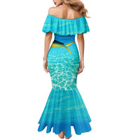 Mahi Mahi  Fishing Customize Name Family Matching Mermaid Dress and Hawaiian Shirt Underwater Blue Background in Tropical Ocean Scene - Wonder Print Shop