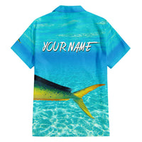 Mahi Mahi  Fishing Customize Name Family Matching Off Shoulder Short Dress and Hawaiian Shirt Underwater Blue Background in Tropical Ocean Scene - Wonder Print Shop