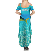 Mahi Mahi  Fishing Customize Name Family Matching Summer Maxi Dress and Hawaiian Shirt Underwater Blue Background in Tropical Ocean Scene - Wonder Print Shop
